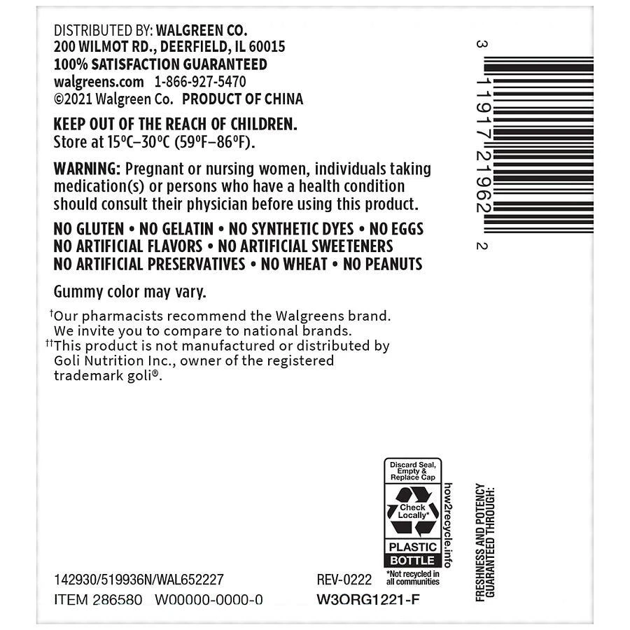 商品Walgreens|Apple Cider Vinegar 500 mg Gummies Natural Apple,价格¥97,第3张图片详细描述