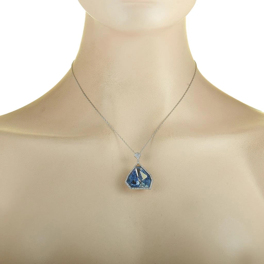 商品Swarovski|Rhodium-Plated Stainless Steel Blue and Clear Crystals Pendant Necklace,价格¥671,第3张图片详细描述
