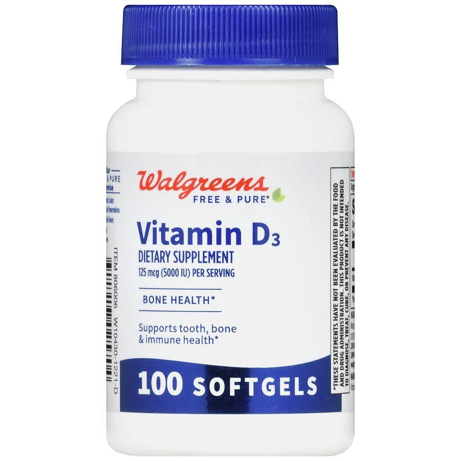 商品Walgreens|Vitamin D3 125 mcg Softgels (100 days),价格¥101,第2张图片详细描述