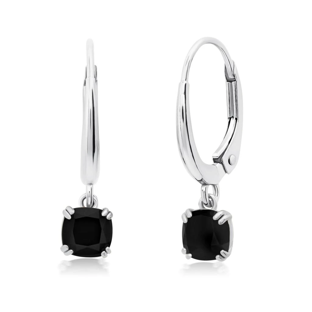 商品Nicole Miller|10k White or Yellow Gold Cushion Cut 5mm Gemstone Dangle Lever Back Earrings with Push Backs,价格¥1186,第4张图片详细描述