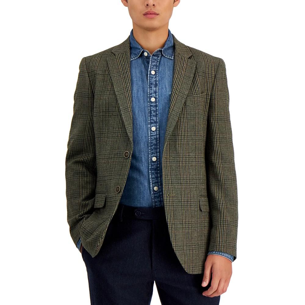 Men's Modern-Fit Plaid Herringbone Tweed Sport Coat商品第1张图片规格展示