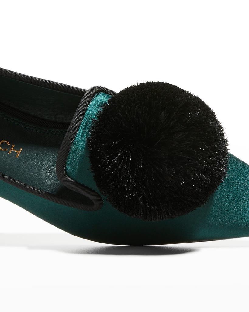 商品Tory Burch|Pom Pom Satin Smoking Slippers,价格¥2411,第6张图片详细描述