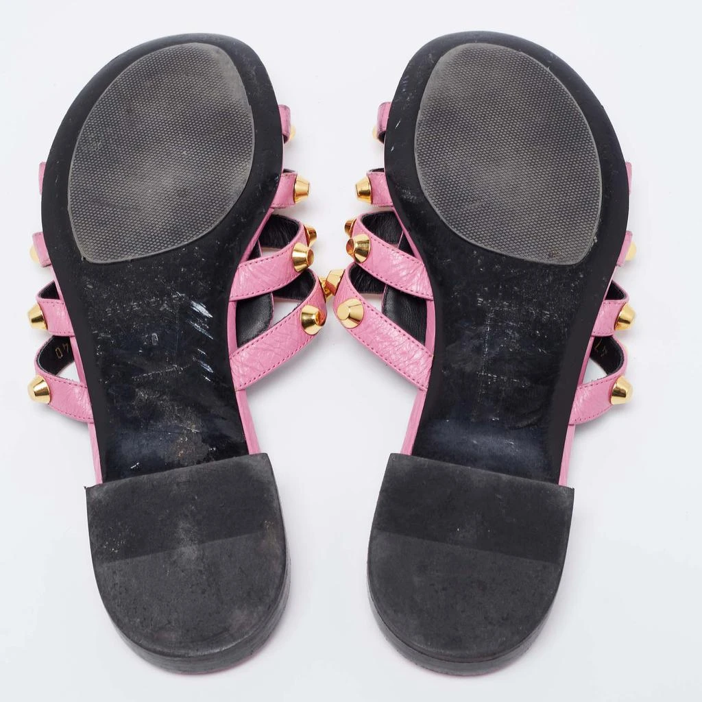 Balenciaga Pink Leather Studded Accents Flat Slides Size 40 商品