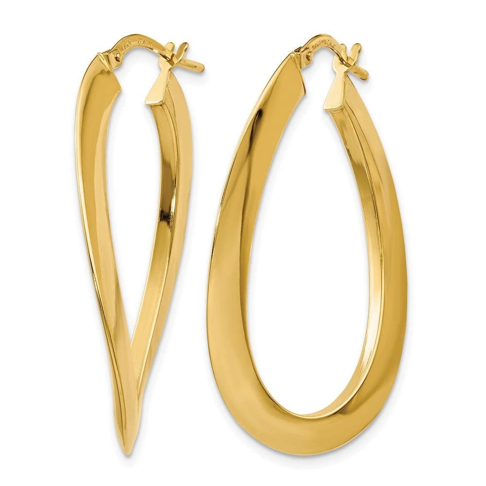 商品Diamond2Deal|14K Yellow Gold Oval Twisted Hoop Earrings 38mm,价格¥6617,第2张图片详细描述
