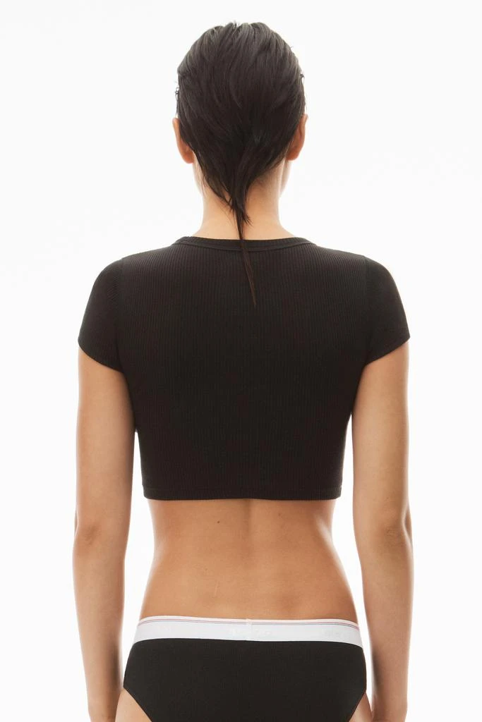 商品Alexander Wang|Cropped Short-Sleeve Tee in Ribbed Cotton Jersey,价格¥305,第4张图片详细描述