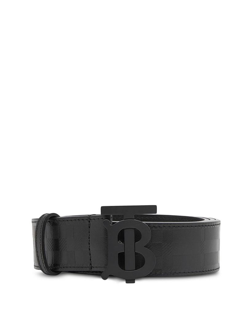 Men's Embossed Check Leather Belt商品第4张图片规格展示