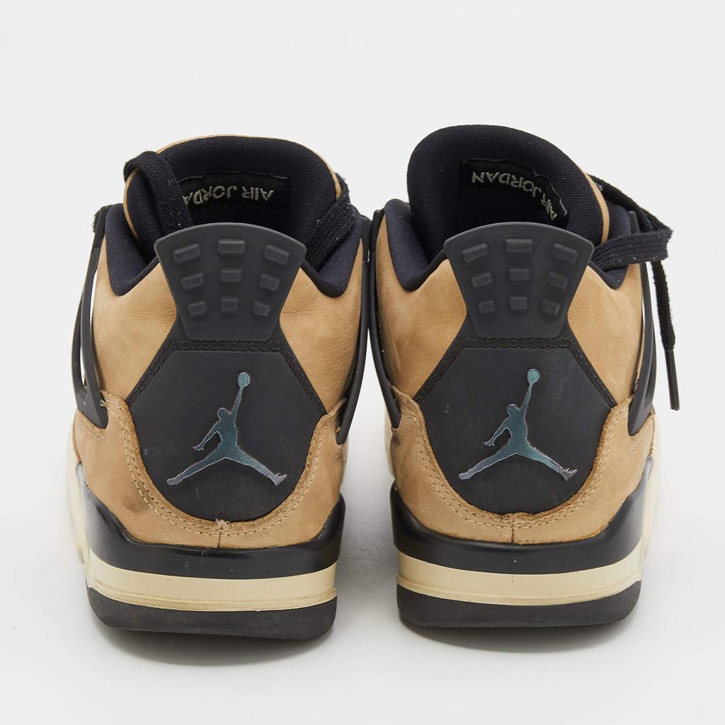 Air Jordans Beige/Black Nubuck Leather and Rubber Retro 4 High Top Sneakers Size 37.5商品第5张图片规格展示