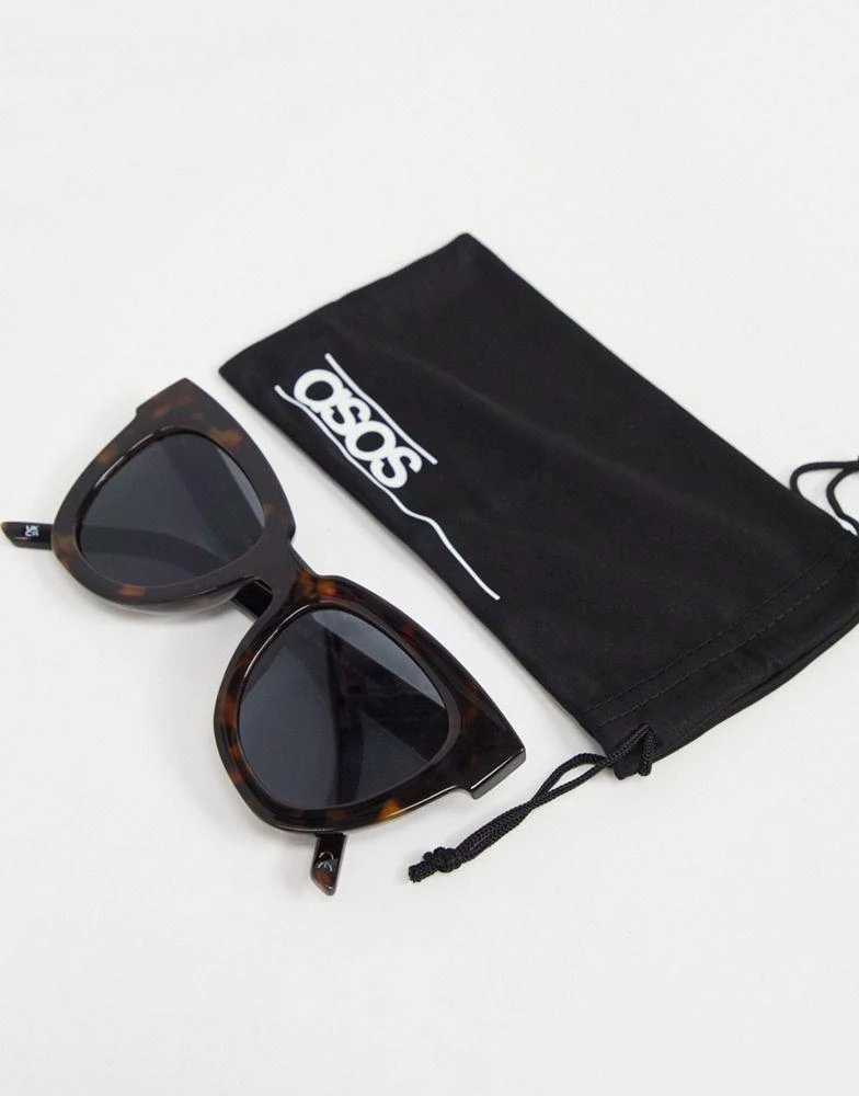 商品ASOS|ASOS DESIGN chunky flare cat eye sunglasses in dark crystal tort,价格¥134,第4张图片详细描述