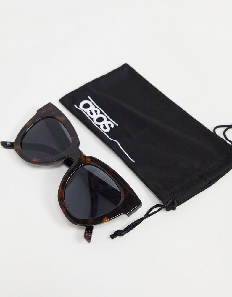 商品ASOS|ASOS DESIGN frame chunky flare cat eye sunglasses in dark crystal tort,价格¥102,第6张图片详细描述