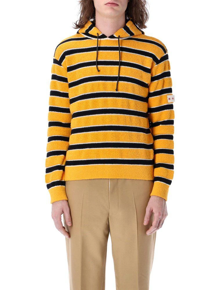 商品Marni|Marni Logo Patch Striped Long-Sleeved Hoodie,价格¥2655,第1张图片