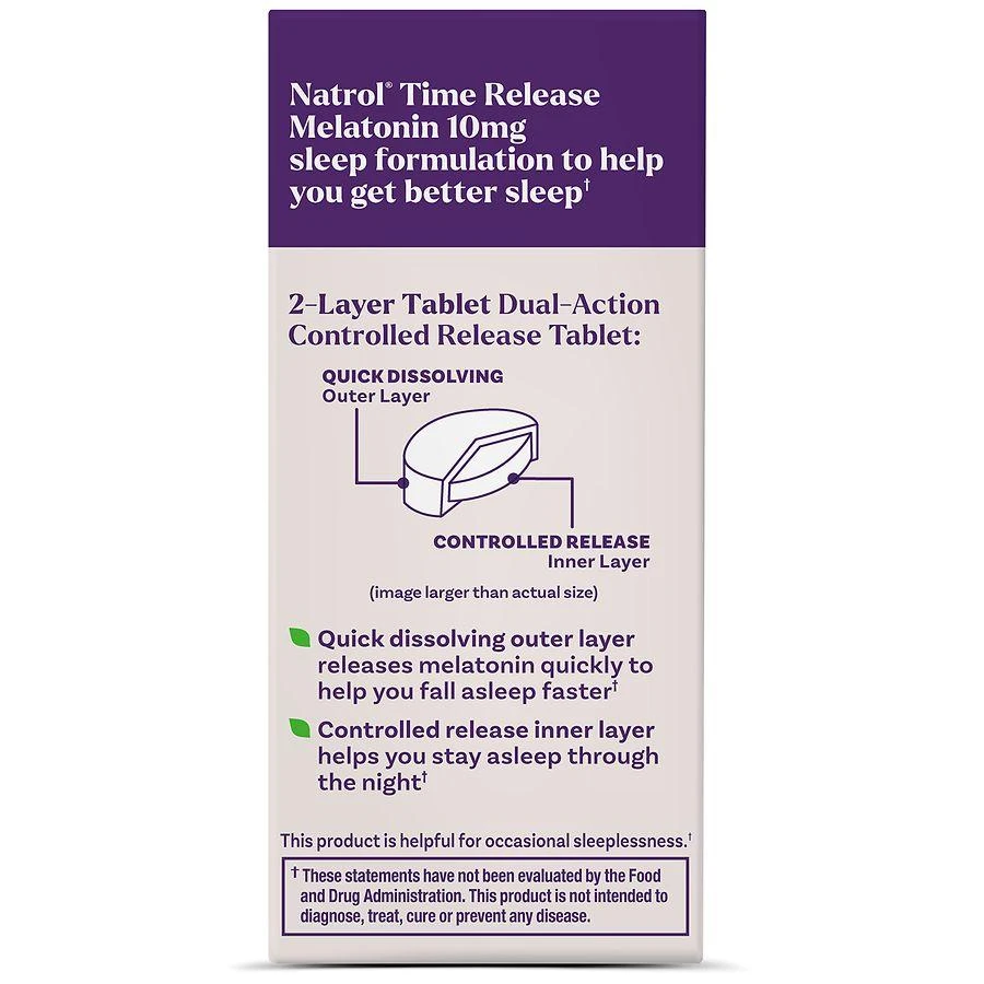 商品Natrol|10mg Melatonin Advanced Sleep Aid Tablets with Vitamin B6 Unflavored,价格¥124,第2张图片详细描述