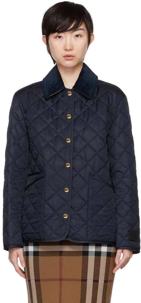 商品Burberry|Navy Diamond Quilted Jacket,价格¥5546,第1张图片