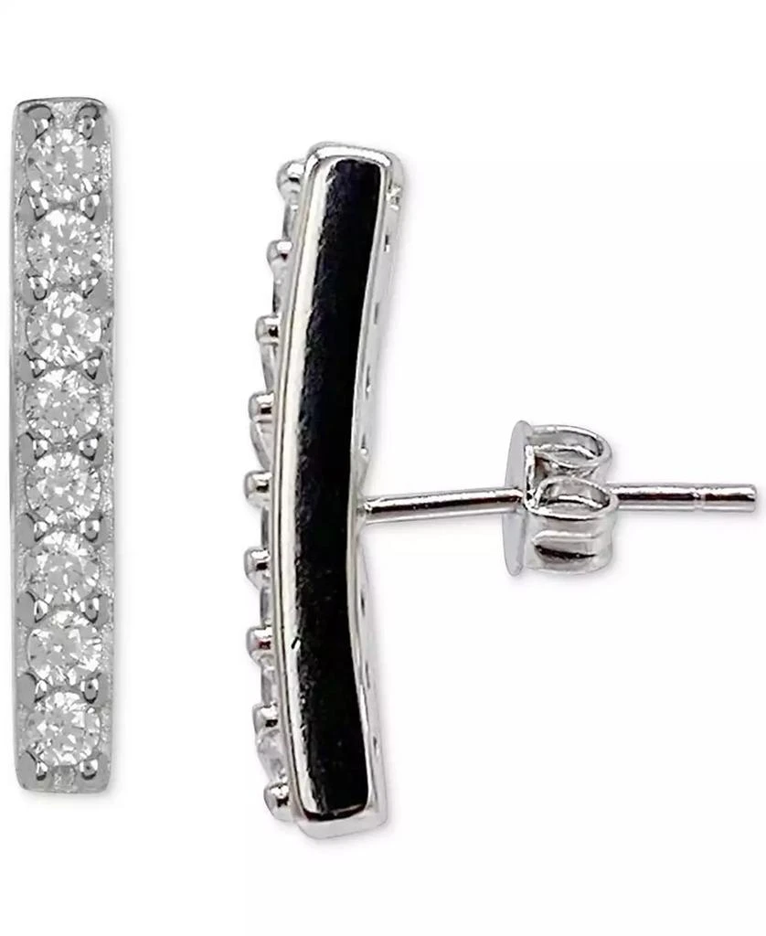 商品ADORNIA|Silver-Tone Crystal Bar Stud Earrings,价格¥117,第3张图片详细描述