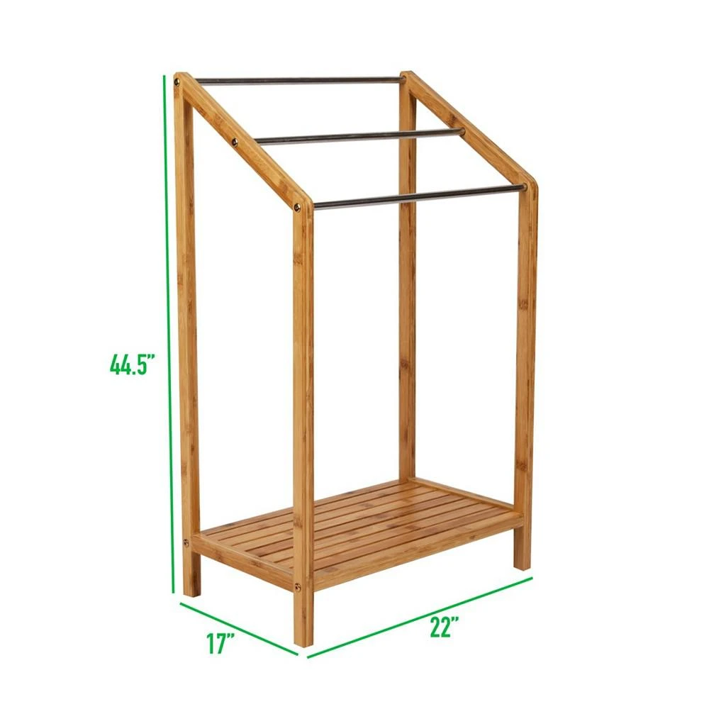 3 Tier Freestanding Towel and Sheet Drying Rack with Bottom Shelf, Quilt Stand 商品