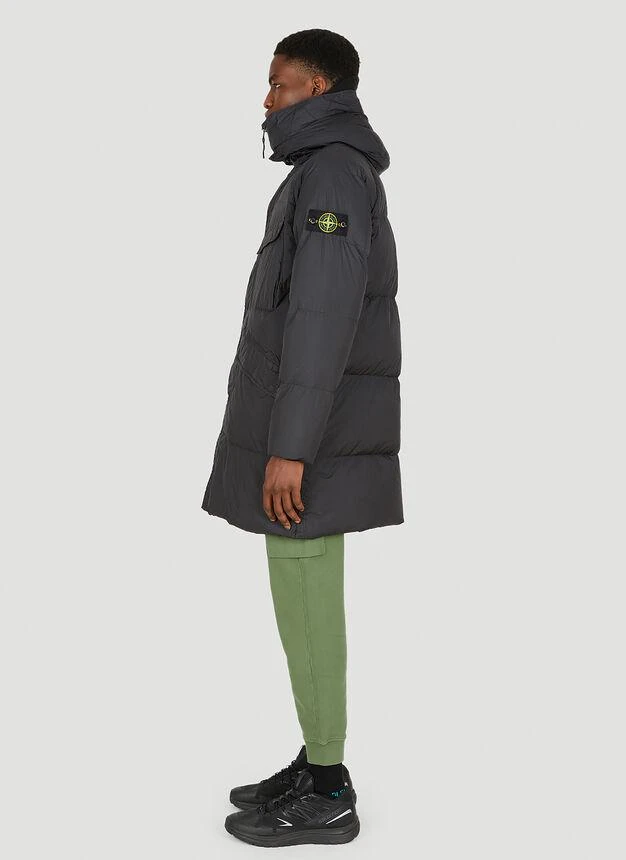 商品Stone Island|Long Hooded Down Coat in Black,价格¥12679,第3张图片详细描述