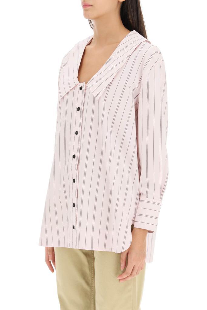 商品Ganni|Ganni striped poplin v-neck shirt,价格¥896,第6张图片详细描述