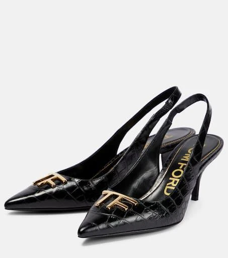 商品Tom Ford|Croc-effect leather slingback pumps,价格¥6450,第5张图片详细描述