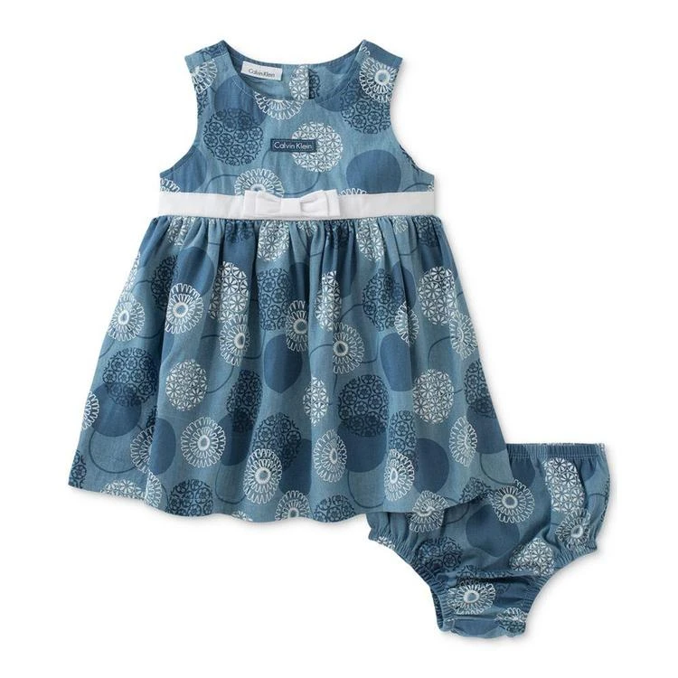 商品Calvin Klein|Floral-Print Denim Dress, Baby Girls (0-24 Months),价格¥133,第2张图片详细描述