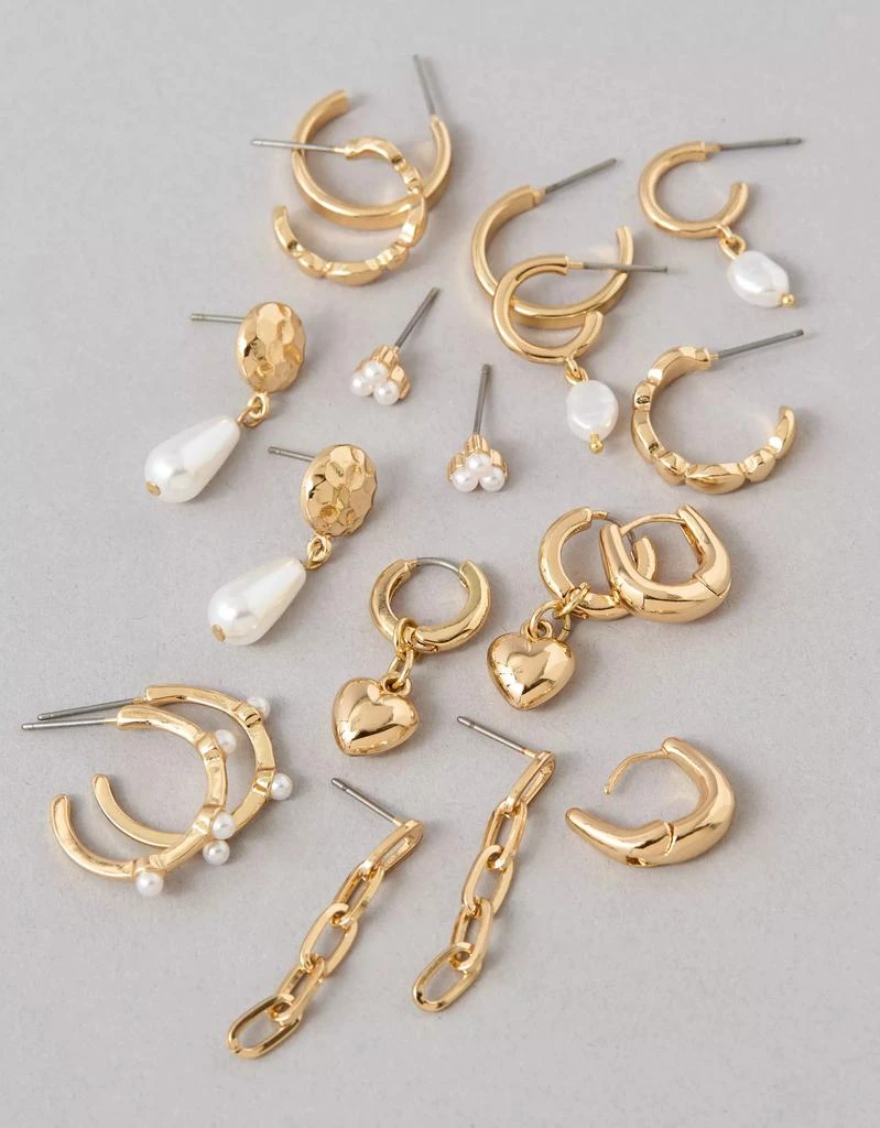 商品AE|AEO Gold & Pearl Earrings 9-Pack,价格¥144,第2张图片详细描述