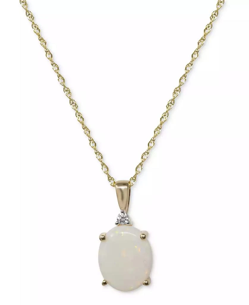 商品Macy's|Opal (1-3/4 ct. tw.) & Diamond Accent Oval Pendant Necklace in 14k Gold, 16" + 2" extender,价格¥4689,第1张图片