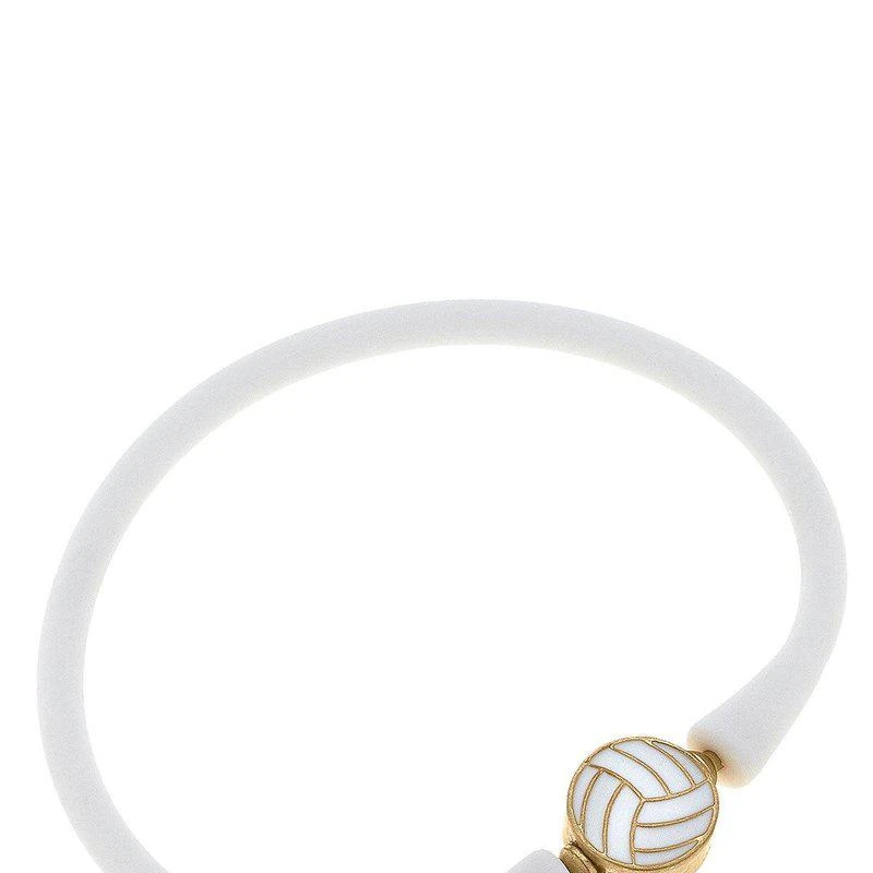 商品Canvas Style|Enamel Volleyball Silicone Bali Bracelet In White,价格¥214,第1张图片