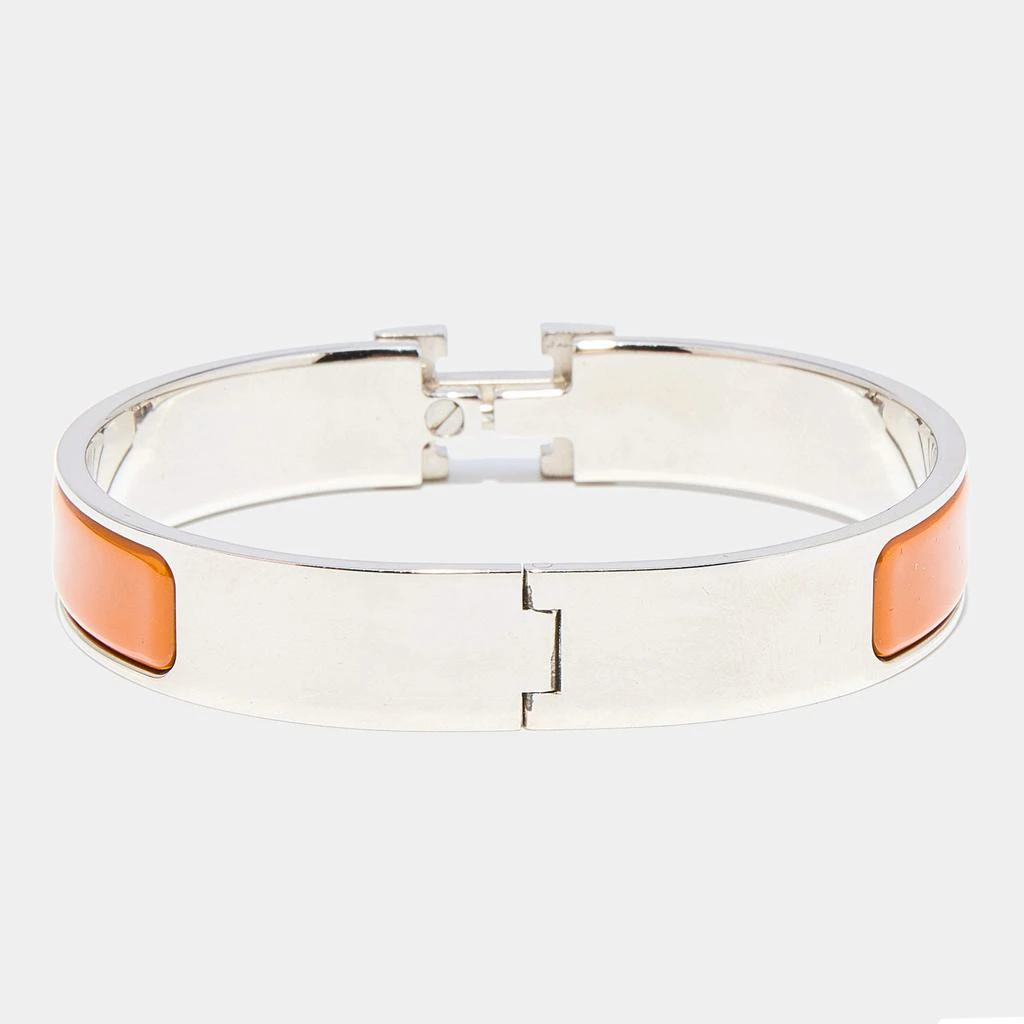 商品[二手商品] Hermes|Hermès Clic H Orange Enamel Palladium Plated Narrow Bracelet,价格¥4373,第3张图片详细描述