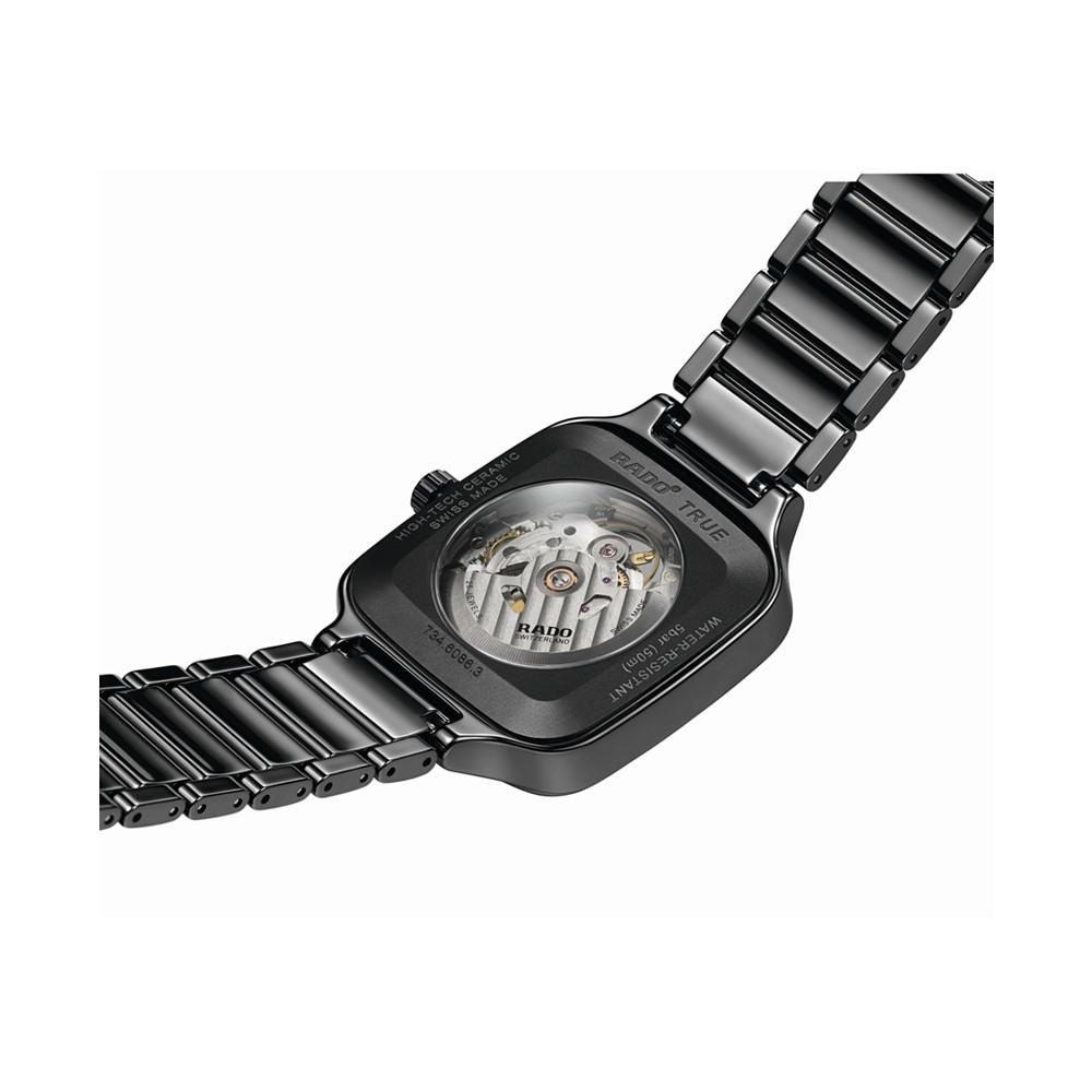 Men's Swiss Automatic True Square Open Heart Black Ceramic Bracelet Watch 38x38mm商品第8张图片规格展示