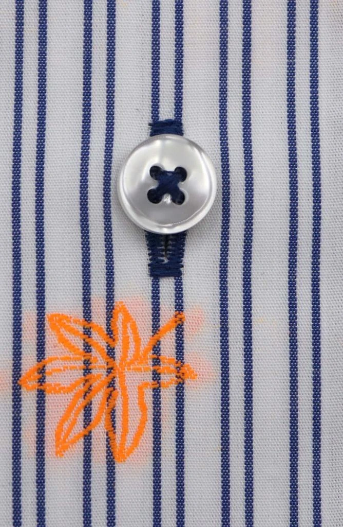 商品Lorenzo Uomo|Trim Fit Stripe Neon Embroidery Dress Shirt,价格¥269,第5张图片详细描述