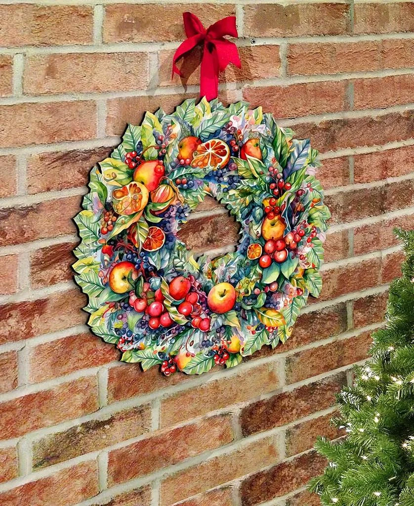 商品Designocracy|Holiday Wooden Door Decor Wall Decor Summer Harvest Fruit Wreath G. DeBrekht,价格¥989,第5张图片详细描述