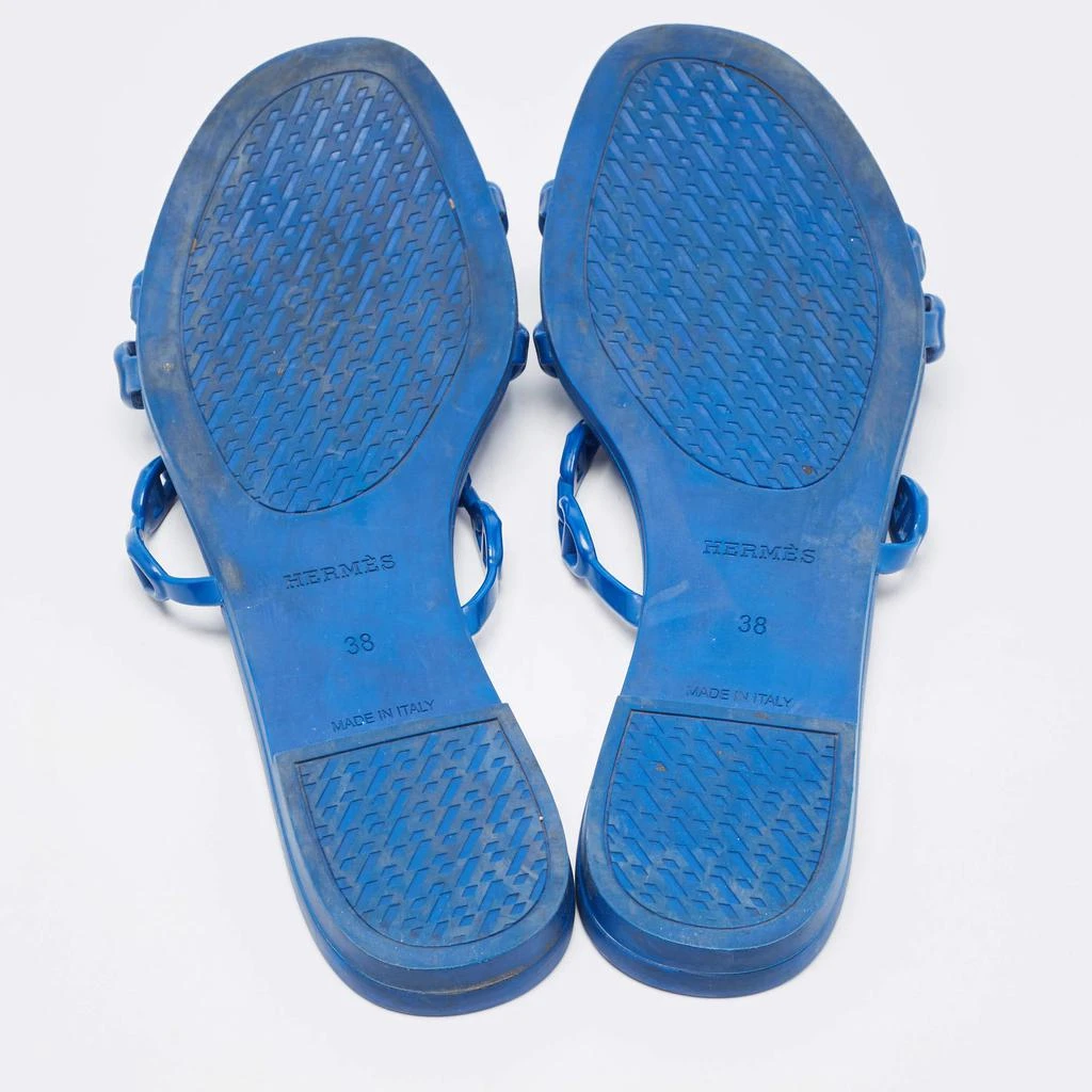 Hermes Blue D'ancre Chaine Rivage Flat Slides Size 38 商品