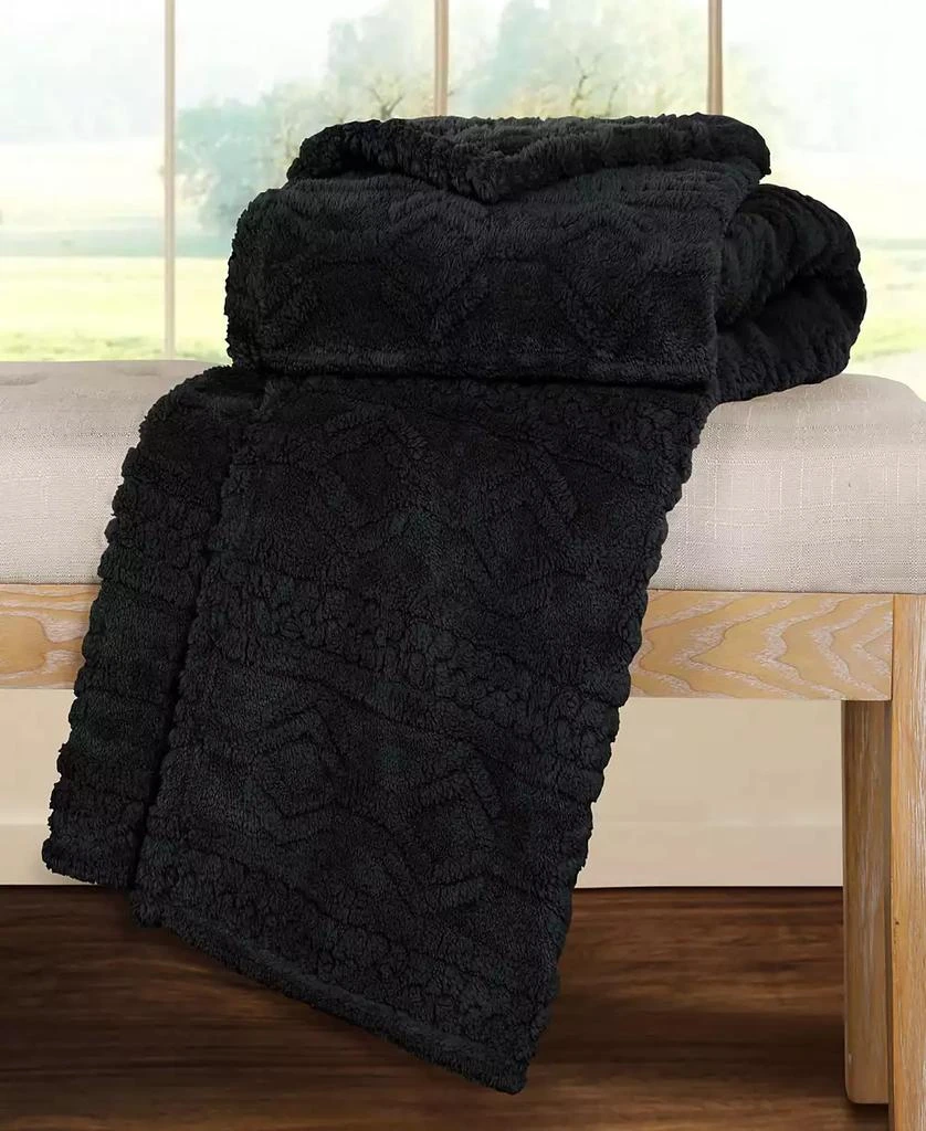 商品Superior|Boho Knit Jacquard Fleece Plush Fluffy Blanket,价格¥236,第4张图片详细描述