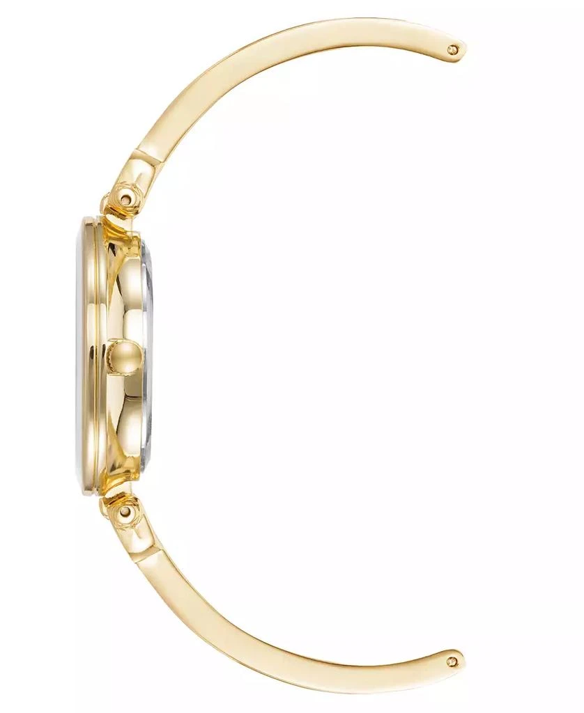 商品Anne Klein|Women's Gold-Tone Alloy Bangle with White Enamel and Crystal Accents Fashion Watch 33mm Set 3 Pieces,价格¥1136,第2张图片详细描述