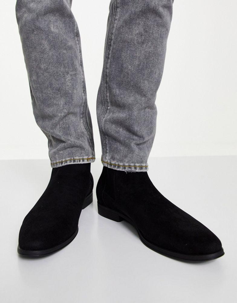 ASOS DESIGN chelsea boots in black faux suede商品第3张图片规格展示