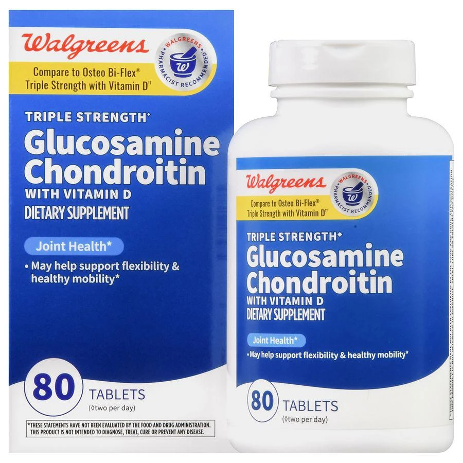 商品Walgreens|Glucosamine Chondroitin with Vitamin D Tablets Triple Strength (40 days),价格¥208,第1张图片