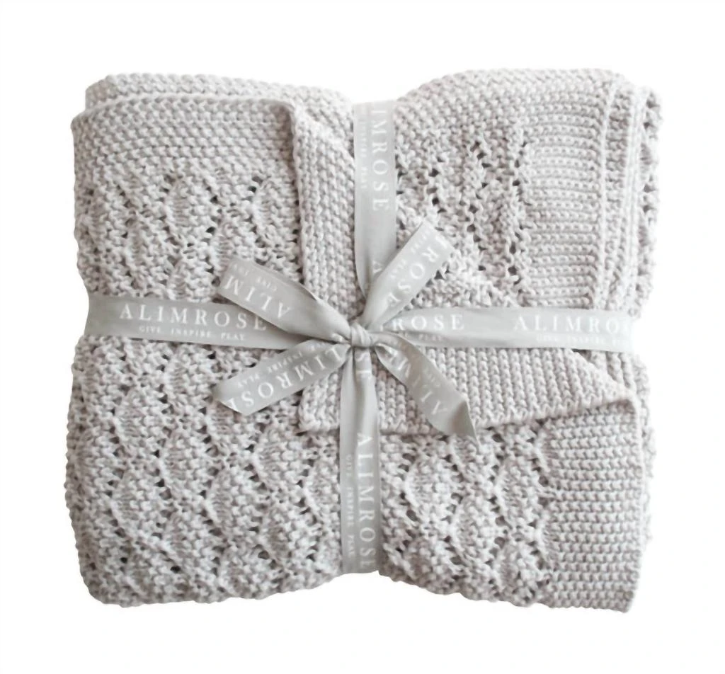 商品Alimrose|Organic Heritage Knit Baby Blanket In Cloud,价格¥390,第1张图片