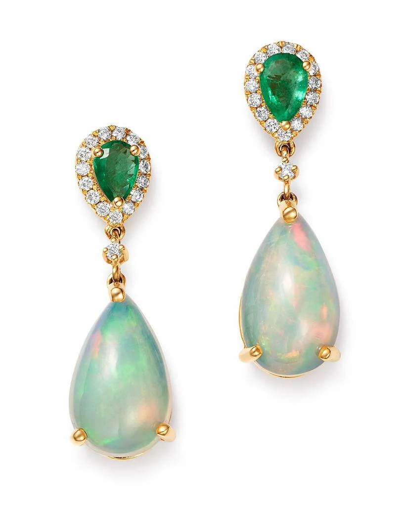 商品Bloomingdale's|Ethiopian Opal, Emerald & Diamond Teardrop Drop Earrings in 14K Yellow Gold - Exclusive,价格¥24935,第1张图片