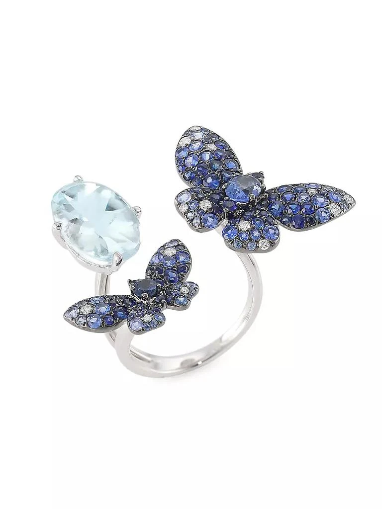 商品Stéfère|Butterfly 18K White Gold &amp; Multi-Gemstone Cuff Ring,价格¥39204,第1张图片