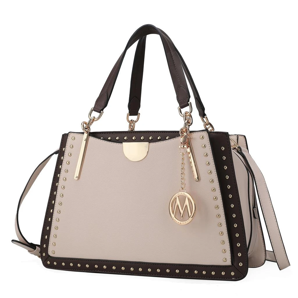 Aubrey Vegan Leather Multi Compartment Satchel Handbag - Color Block 商品
