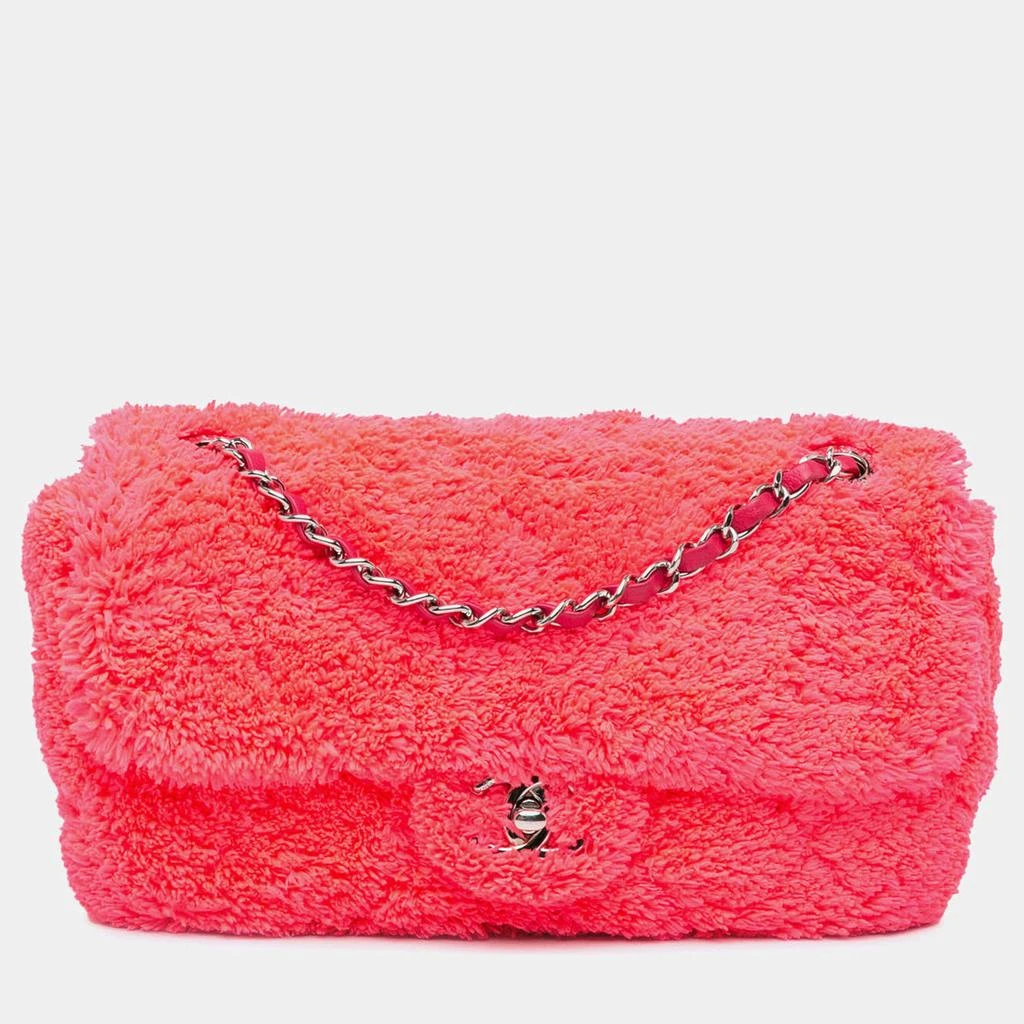商品[二手商品] Chanel|Chanel Pink Medium Quilted Terry Cloth Coco Beach Flap,价格¥26344,第1张图片