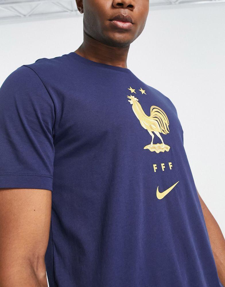 Nike Football World Cup 2022 France unisex crest t-shirt in blue商品第3张图片规格展示