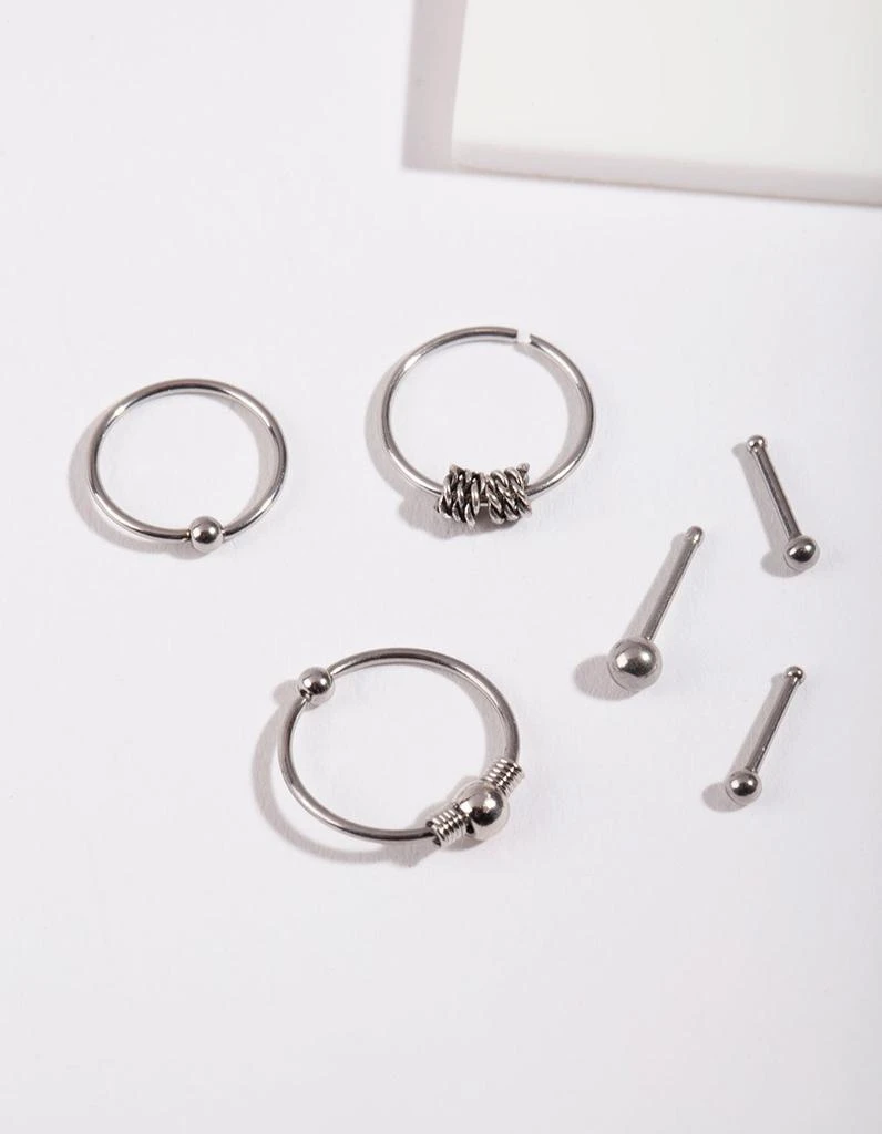 商品Lovisa|Rhodium Surgical Steel Ring & Bead Nose Pack,价格¥151,第1张图片