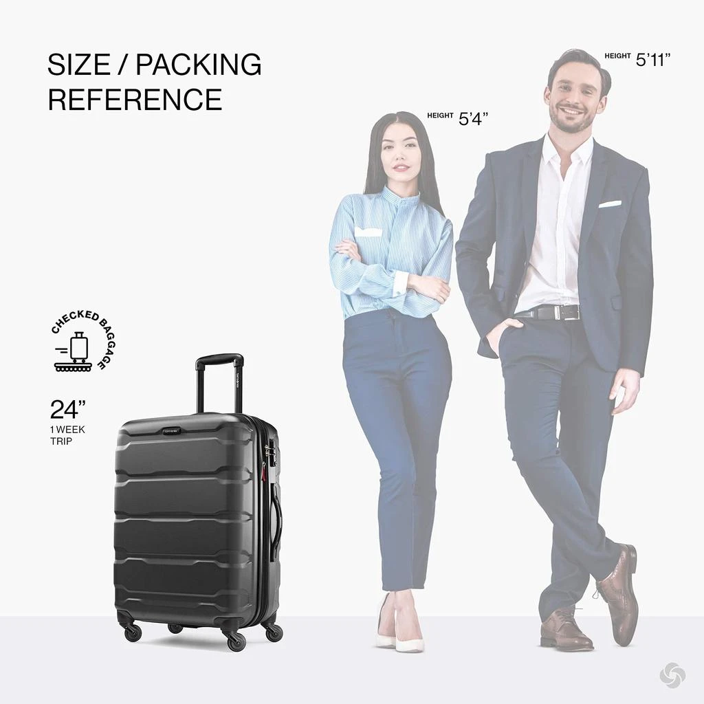 商品Samsonite|Samsonite Omni PC Hardside Expandable Luggage with Spinner Wheels, Black, Checked-Medium 24-Inch,价格¥909,第3张图片详细描述
