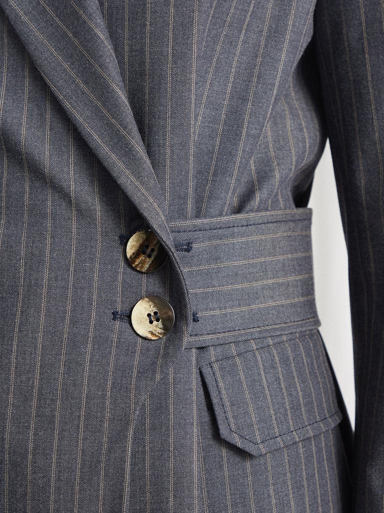 商品Ganni|Oblique-front pinstriped recycled-twill jacket,价格¥3073,第5张图片详细描述