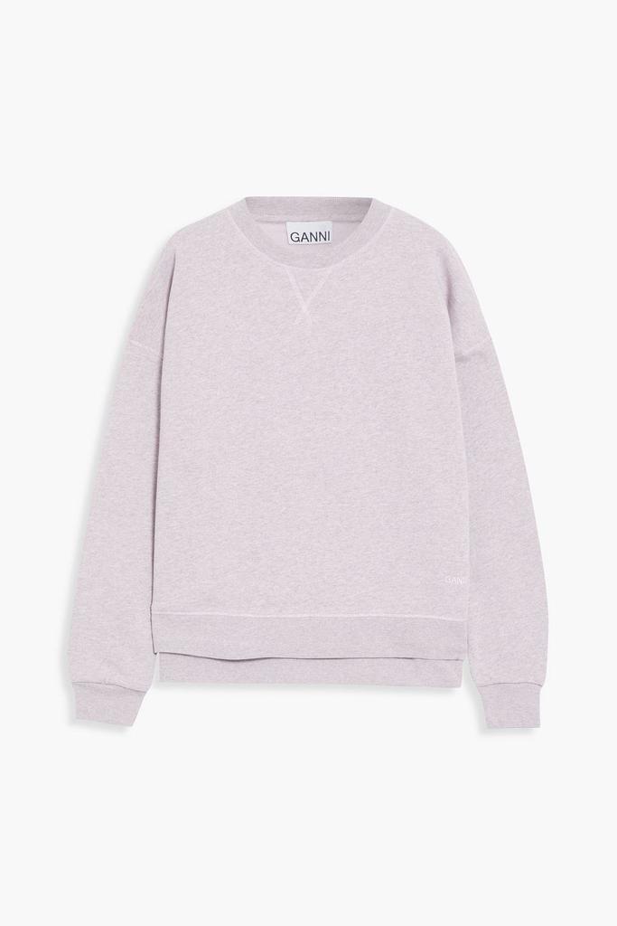 商品Ganni|Embroidered mélange cotton-blend fleece sweatshirt,价格¥542,第1张图片