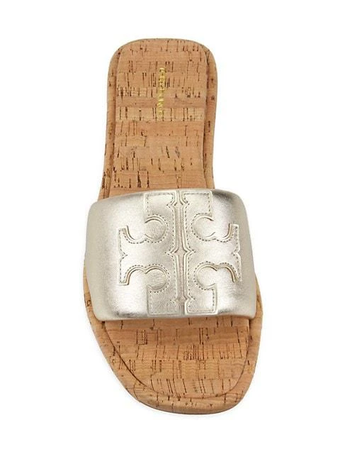 商品Tory Burch|Double T Metallic Leather Sport Slides,价格¥690,第5张图片详细描述