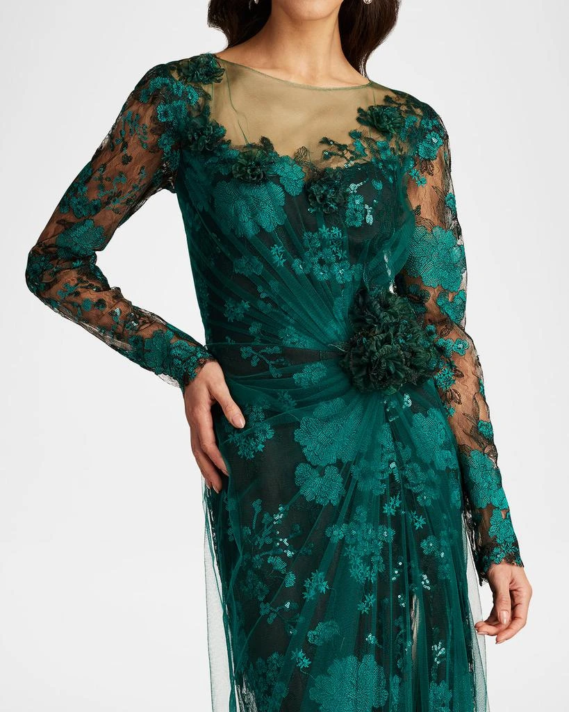 商品Tadashi Shoji|Floral-Embroidered Lace and Tulle Column Gown,价格¥5544,第3张图片详细描述