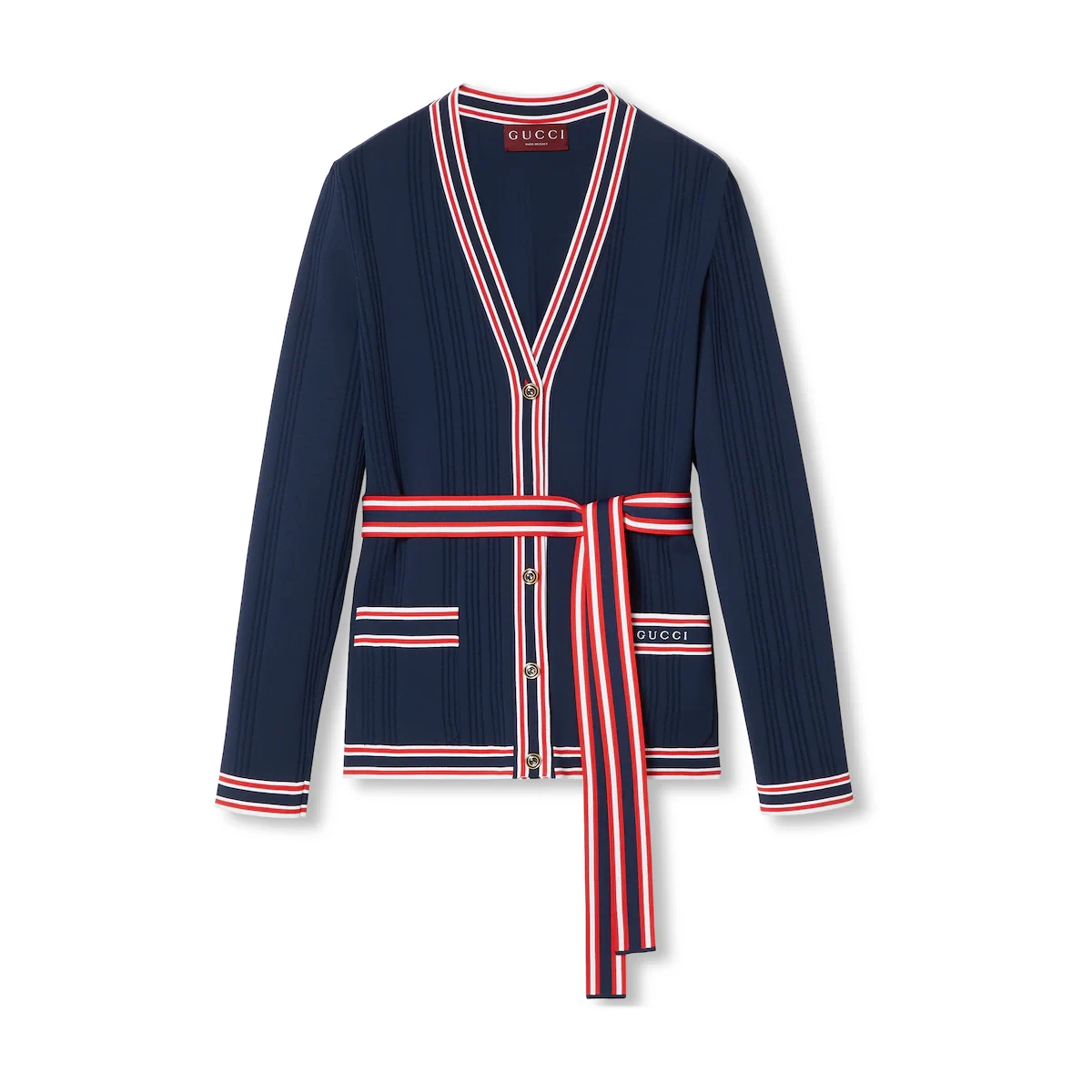商品Gucci|【预售】 古驰 24秋冬 女士 长袖衬衫 弹力粘胶纤维开衫 691714 XKD26 4915,价格¥15613,第1张图片