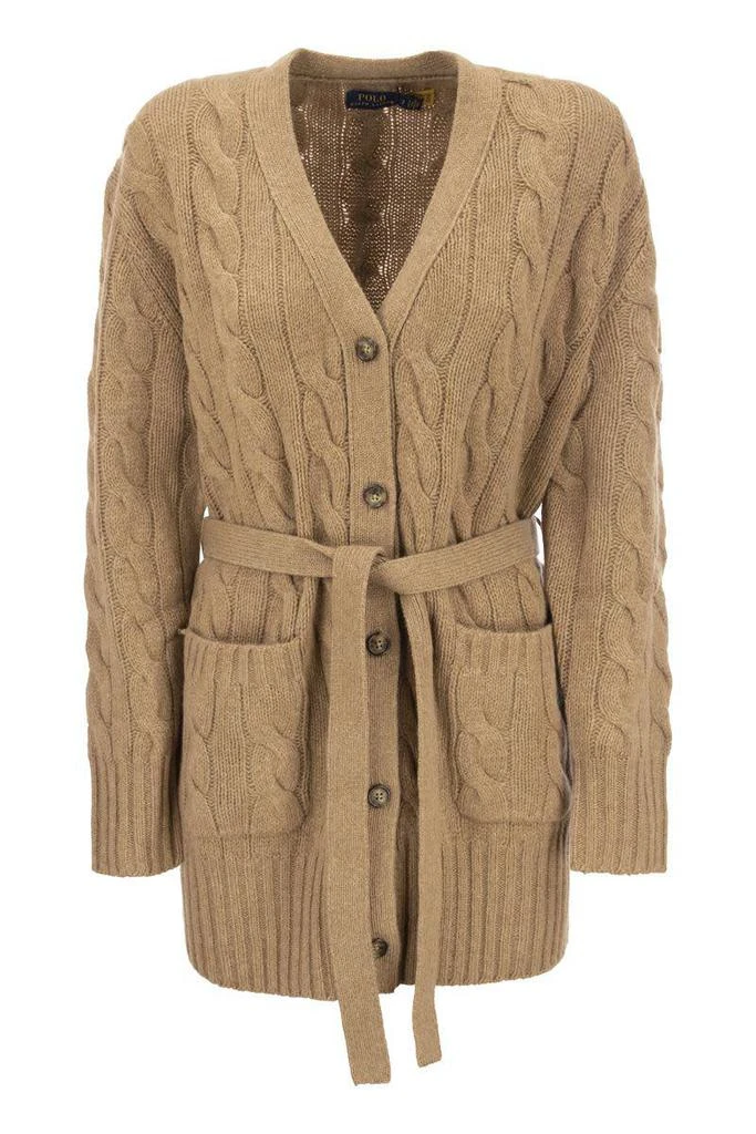 商品Ralph Lauren|POLO RALPH LAUREN Cable-knit cardigan with belt,价格¥3487,第1张图片