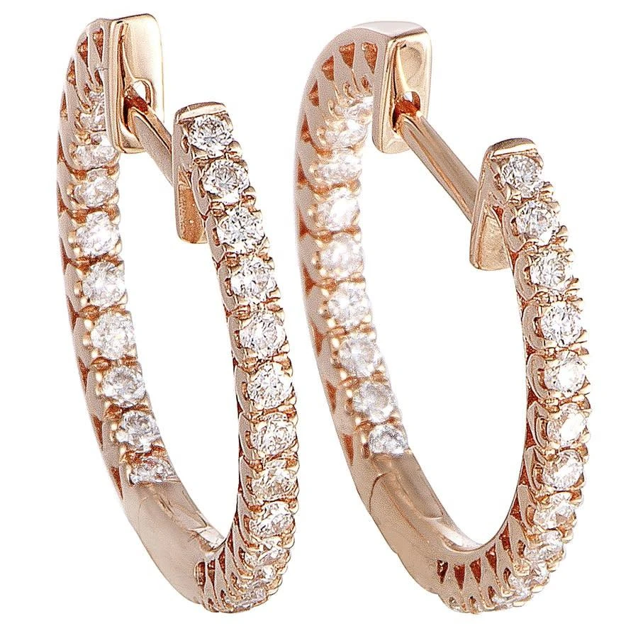 商品LB Exclusive|14K Rose Gold 0.66 ct Diamond Inside Out Hoop Earrings,价格¥6802,第1张图片