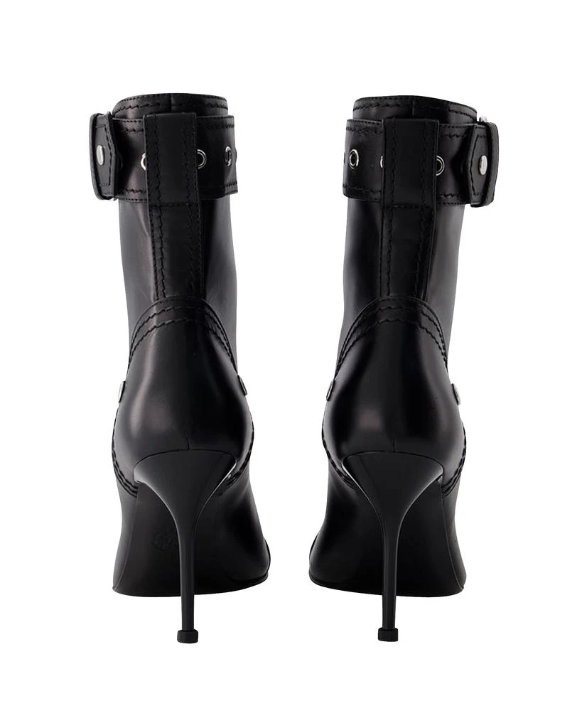 商品Alexander McQueen|High-heeled ankle boots - Alexander Mcqueen - Leather - Black/Silver,价格¥11194,第3张图片详细描述